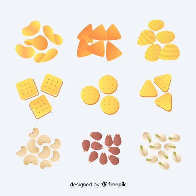 Colorful snack collection with flat design