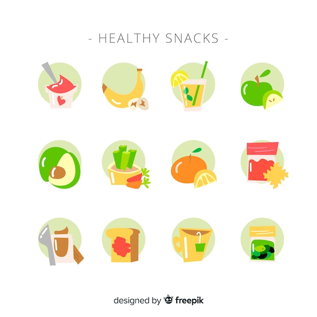 Colorful snack collection with flat design