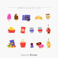 Free vector colorful snack collection with flat design