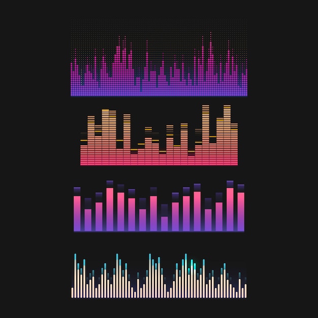 Free Vector colorful sound wave equalizer vector design set