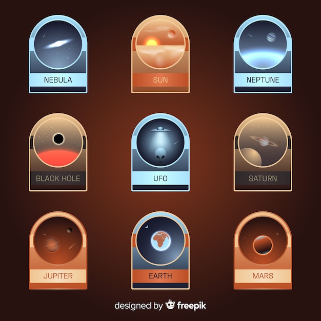 Free Vector colorful space badge collection with flat design