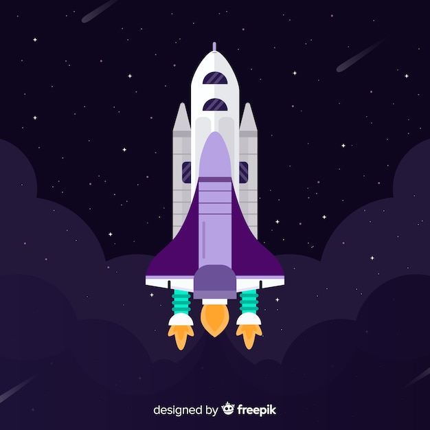 Free vector colorful space rocket composition with flat design