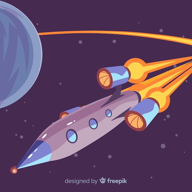 Free Vector colorful space rocket composition with flat design