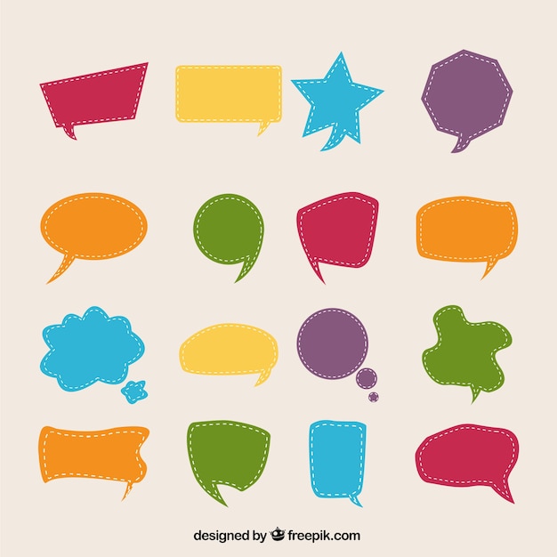 Colorful speech bubbles in cut-out style