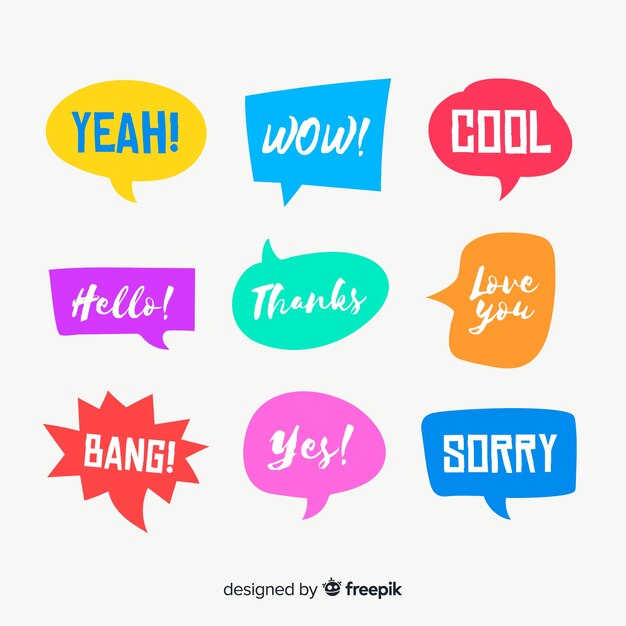 Colorful speech bubbles with different expressions