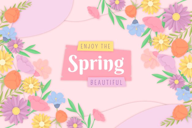 Colorful spring background in paper style