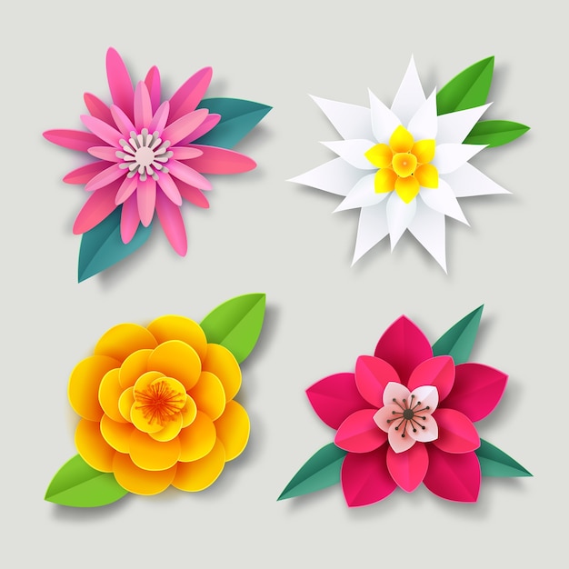 Free Vector colorful spring flower collection