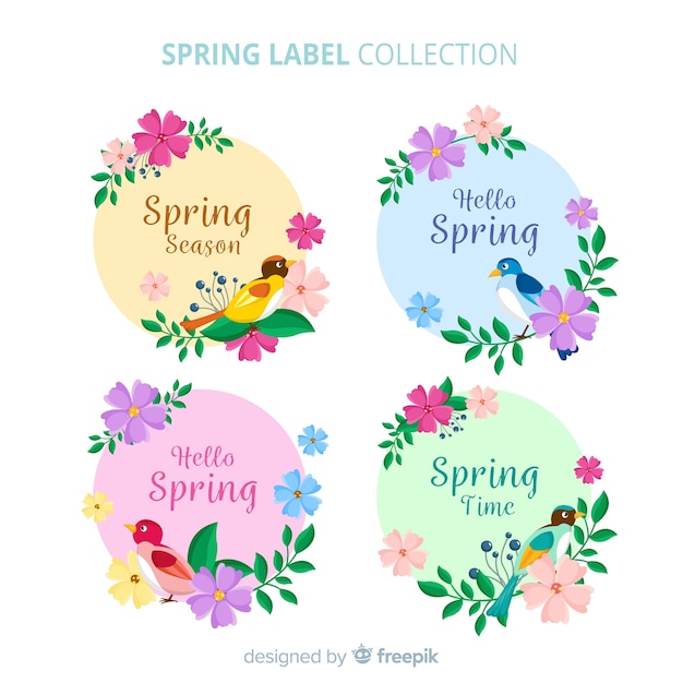 Colorful spring label set