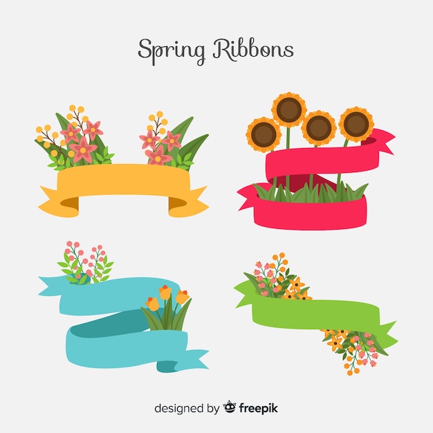 Free Vector colorful spring ribbon collection