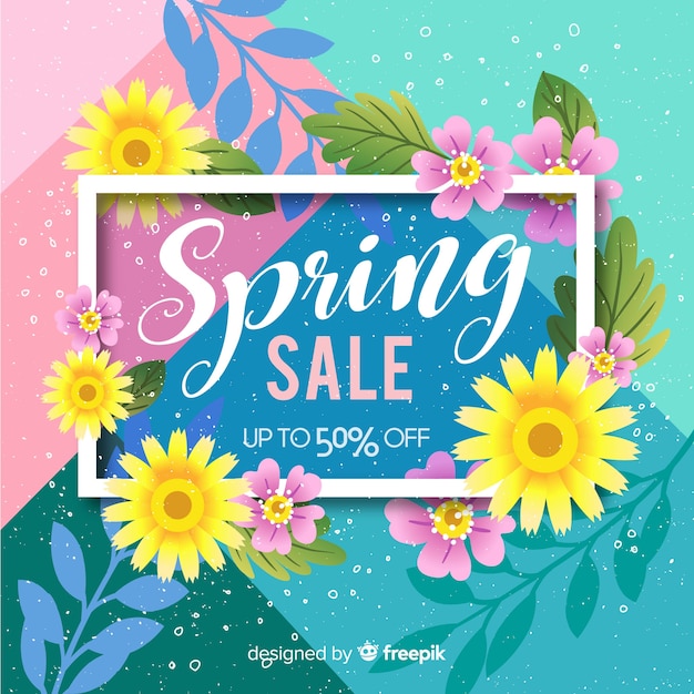 Colorful spring sale background