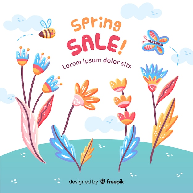 Free Vector colorful spring sale background