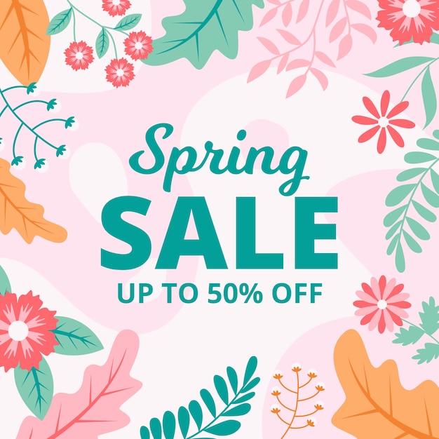 Colorful spring sale in flat design