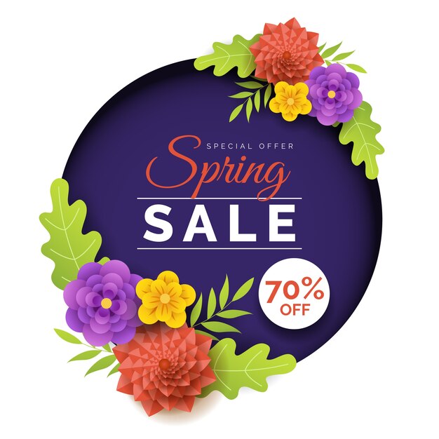 Colorful spring sale in paper style design