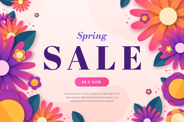 Colorful spring sale in paper style