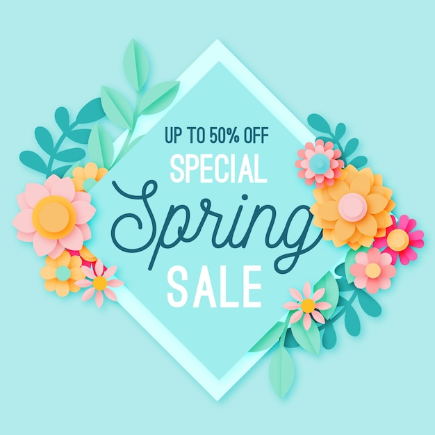 Colorful spring sale in paper style