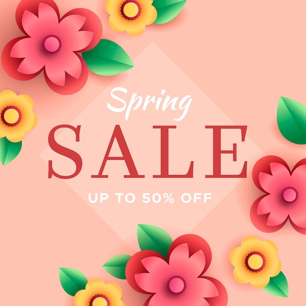 Colorful spring sale in paper style