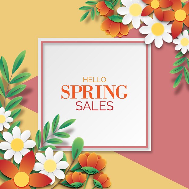 Colorful spring sale in paper style