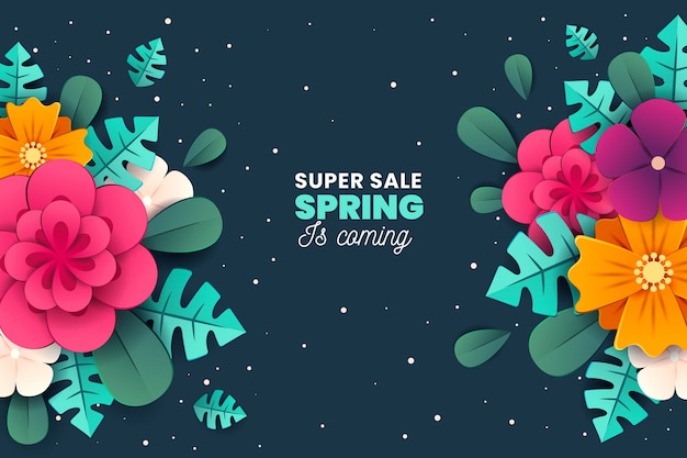 Free Vector colorful spring sale in paper style