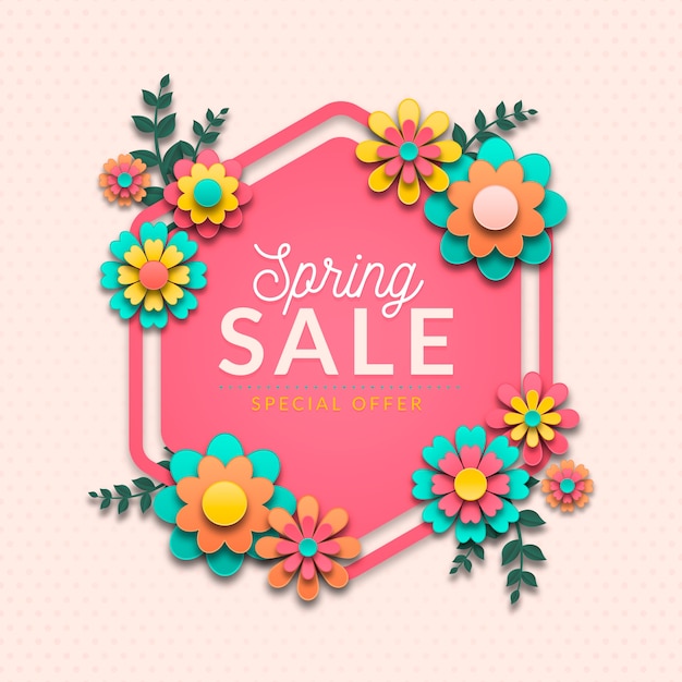 Colorful spring sale in paper style