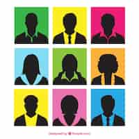 Free vector colorful squares with silhouettes of people