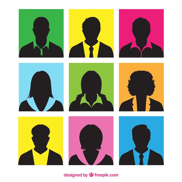 Free Vector colorful squares with silhouettes of people