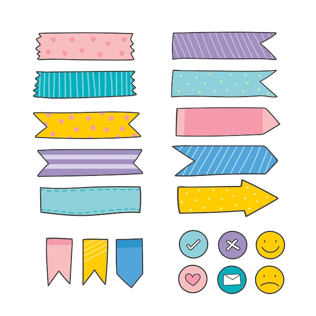 Free Vector colorful stationery supplies collection