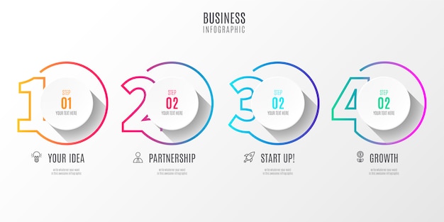 Colorful Step Business Infographic with Numbers