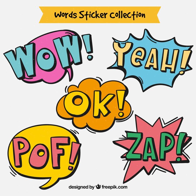 Colorful sticker pack of five