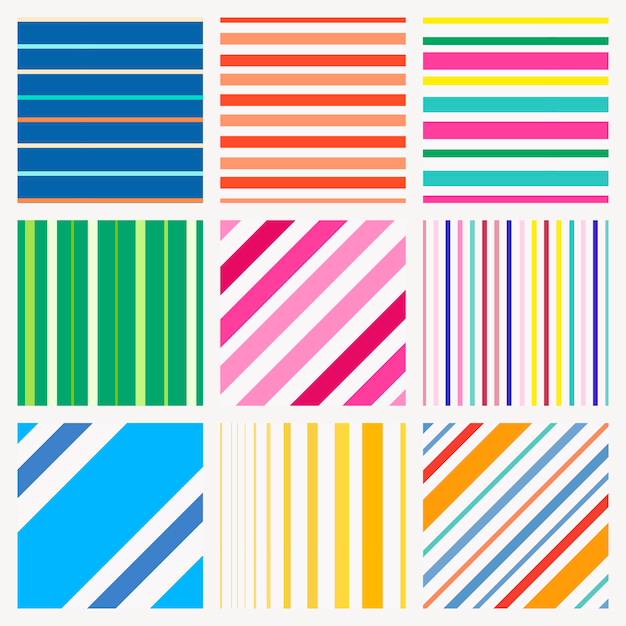 Free vector colorful striped background, orange cute pattern vector set