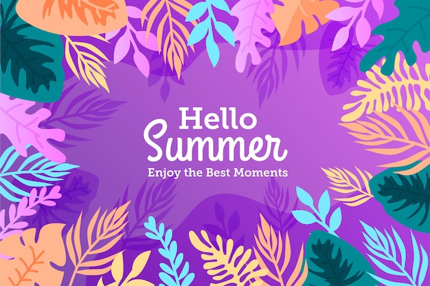 Colorful summer background with leaves