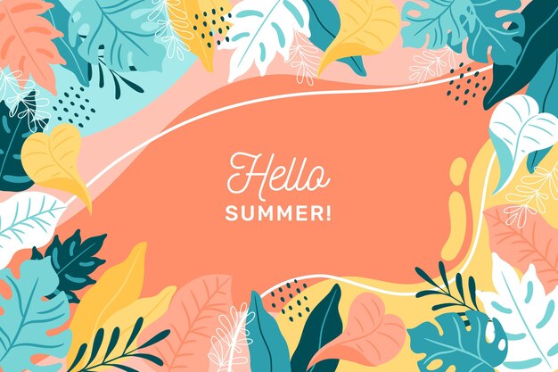 Colorful summer background with leaves