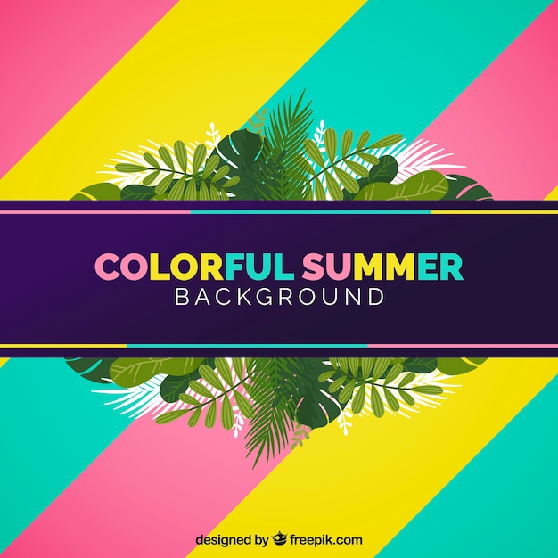 Free Vector colorful summer background with tropical leaves