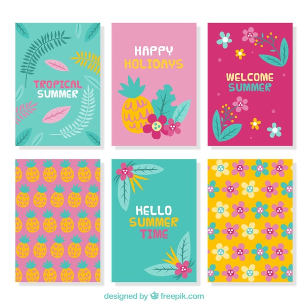 Colorful summer card set