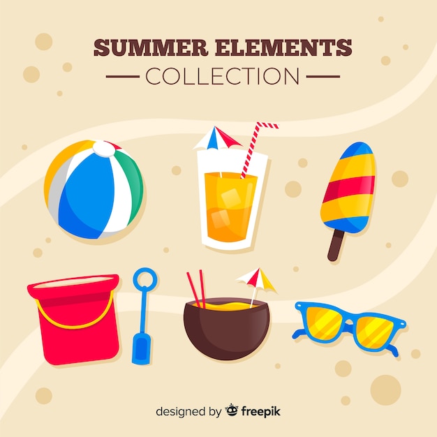 Colorful summer elements collection