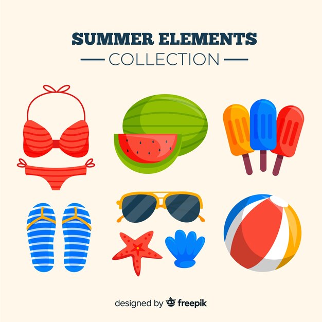 Colorful summer elements collection