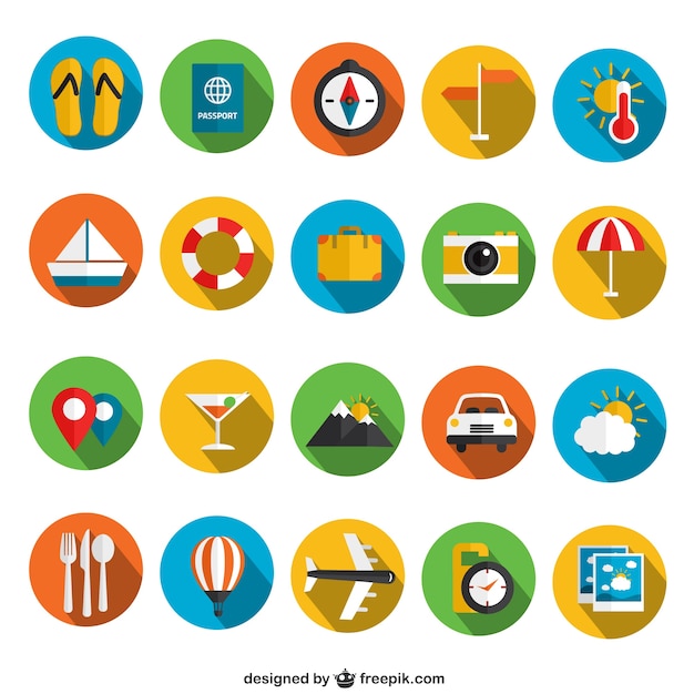 Free vector colorful summer icons