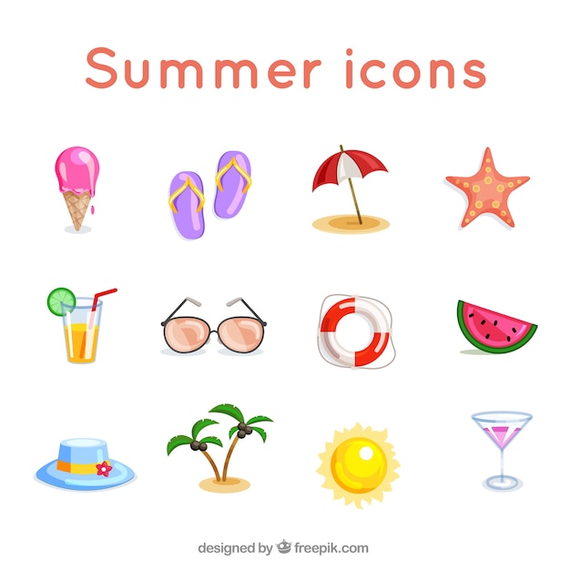 Colorful summer icons