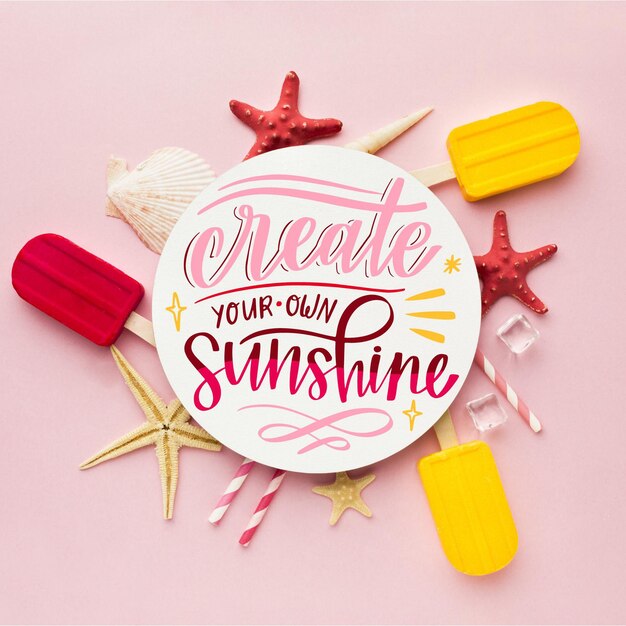 Colorful summer lettering with photo