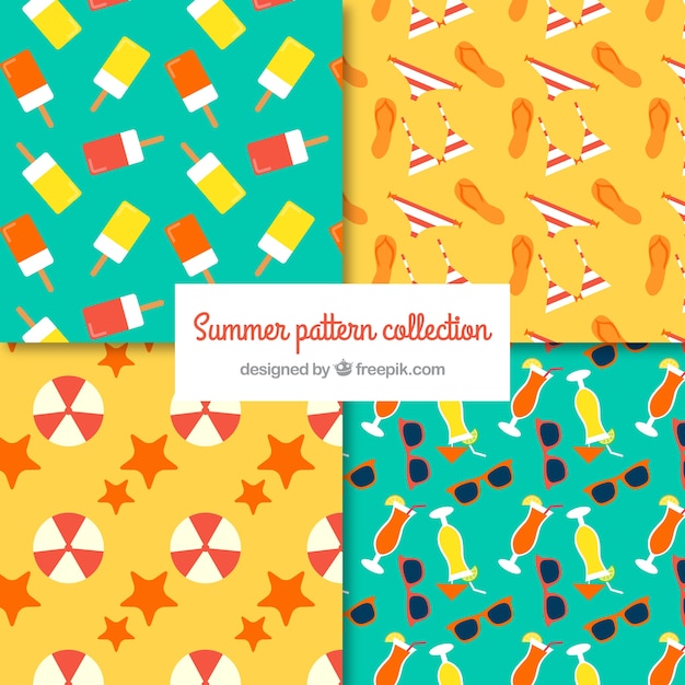 Free vector colorful summer patterns in flat design