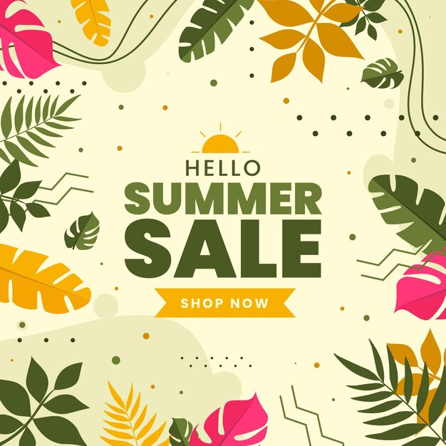 Colorful summer sale with leaves