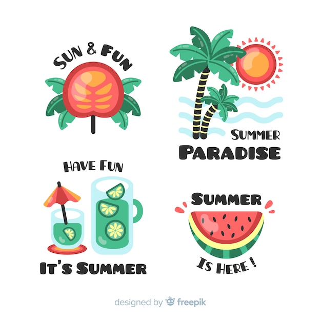 Free Vector colorful summer sticker collection