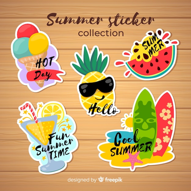 Colorful summer sticker collection