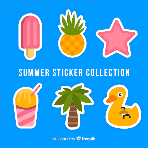 Colorful summer sticker collection