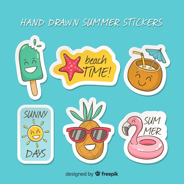 Colorful summer sticker collection