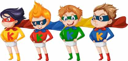 Free vector colorful superhero kids in action