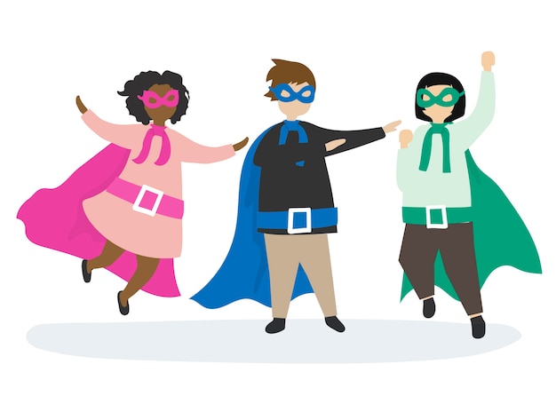 Free Vector colorful superheros to the rescue