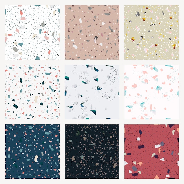 Colorful terrazzo abstract background set