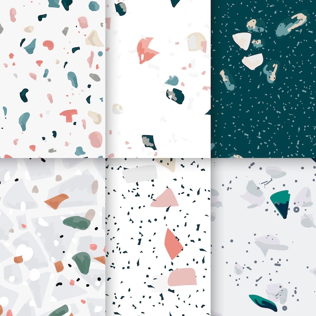 Free Vector colorful terrazzo seamless pattern posters vector set