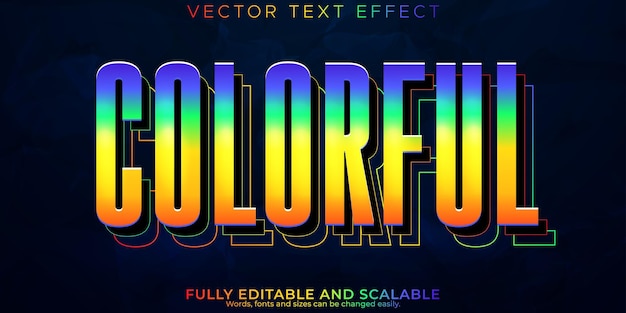 Free Vector colorful text effect editable rainbow and colored text style