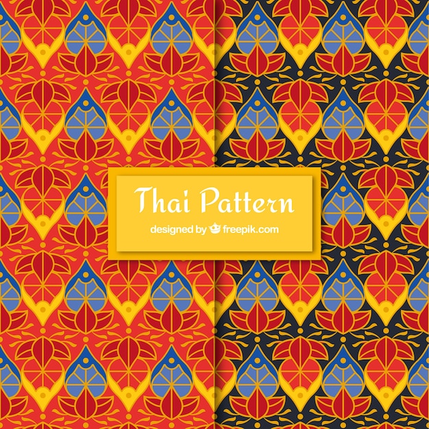 Free vector colorful thai pattern with flat design